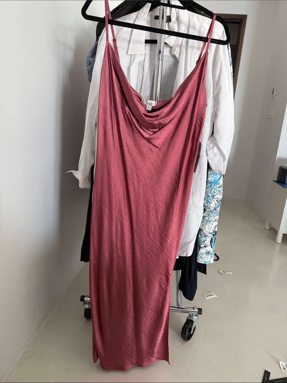 Justify Dusty Rose Satin Cowl Maxi Slip Dress